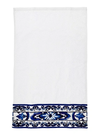 Shop Dolce & Gabbana Set Of 5 White And Blue Towels With Mediterraneo Print In Cotton In Not Applicable