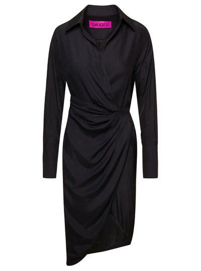 Shop Gauge81 Black Gathered-front Shirt Dress