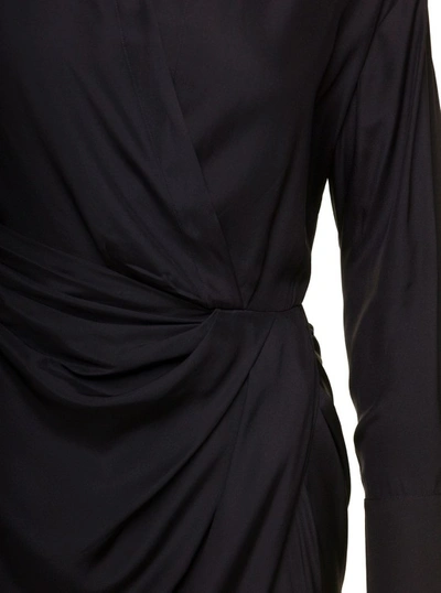 Shop Gauge81 Black Gathered-front Shirt Dress