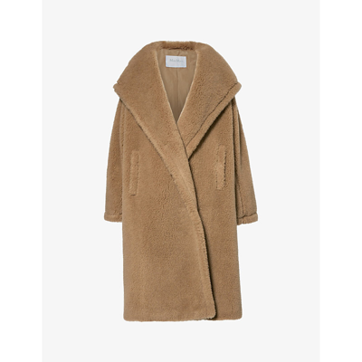 Shop Max Mara Womens Camel Apogeo Oversized Wool And Silk-blend Coat