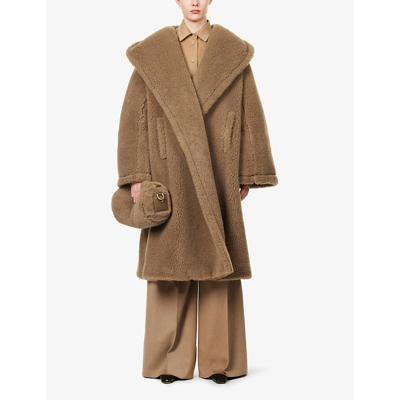 Shop Max Mara Womens Camel Apogeo Oversized Wool And Silk-blend Coat
