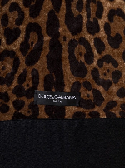 Shop Dolce & Gabbana Multicolor Kimono Bathrobe With All-over Leopard Print In Cotton In Brown