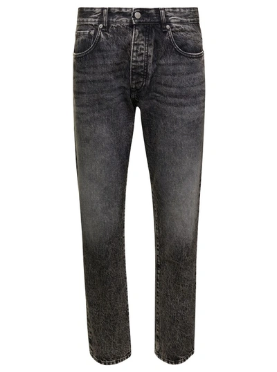 Shop Icon Denim Kanye' Black Five-pocket Jeans With Logo Patch In Cotton Denim