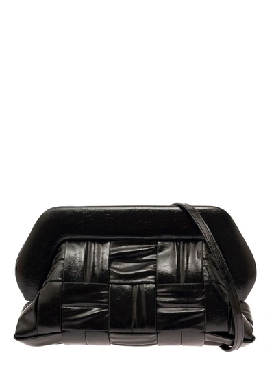 Shop Themoirè Bios' Black Twisted Weaved Clutch Bag In Vegan Leather Woman
