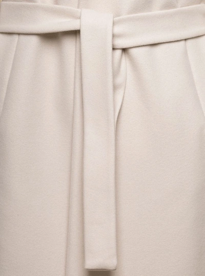 Shop Hevo Single-breasted Coat With Cloth Belt In Neutrals