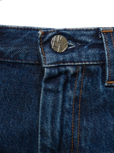 Shop Totême Cropped Straight Jeans In Blue Denim Cotton In Black