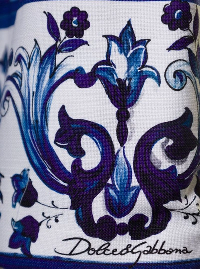 Shop Dolce & Gabbana Multicolor Kimono Bathrobe With All-over Blu Mediterraneo Print In Cotton In Blue