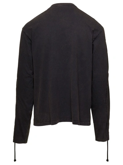 Shop Bluemarble Black Long Sleeve T-shirt With Drawstring In Cotton