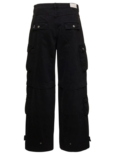 Shop Icon Denim Rosalia' Black Low Waisted Cargo Jeans With Patch Pockets In Cotton Denim