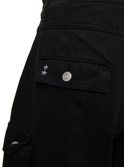 Shop Icon Denim Rosalia' Black Low Waisted Cargo Jeans With Patch Pockets In Cotton Denim