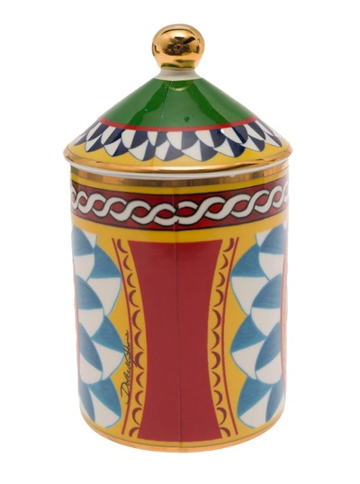 Shop Dolce & Gabbana Wild Jasmine Scented Candle With Lid And Carretto Print In Not Applicable