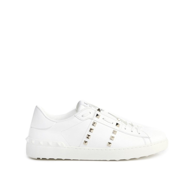 Shop Valentino Rockstud Untiled Sneakers In White