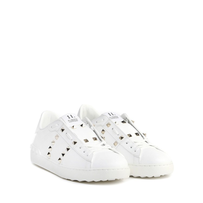 Shop Valentino Rockstud Untiled Sneakers In White