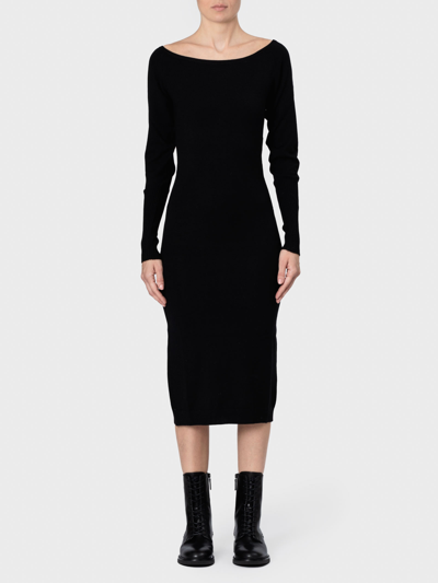 Shop Seventy Wool Midi Dress In Black