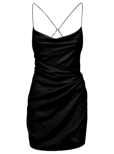 Shop Gauge81 Shiroi' Mini Black Dress With Draped Neckline In Silk