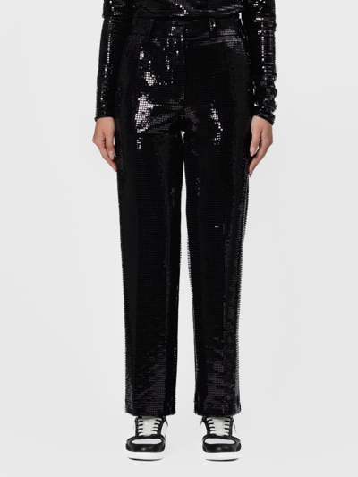 Shop Seventy Straight Trousers With Square Sequins In Black