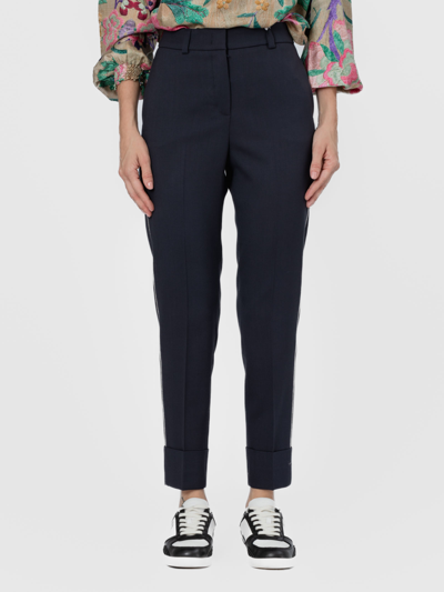 Shop Peserico Tapered Trousers In Wool Twill In Blue