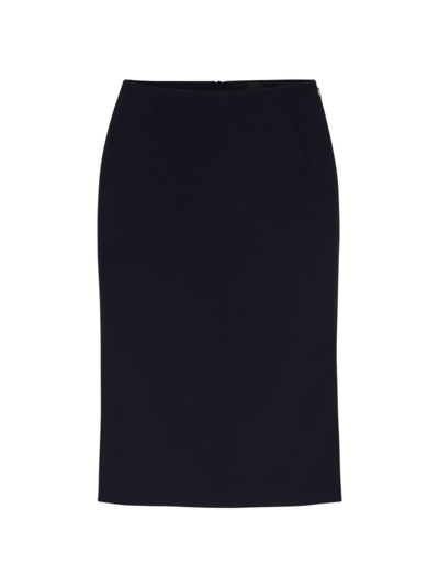 Shop Hugo Boss Women's Slim-fit Pencil Skirt In Virgin Wool In Dark Blue