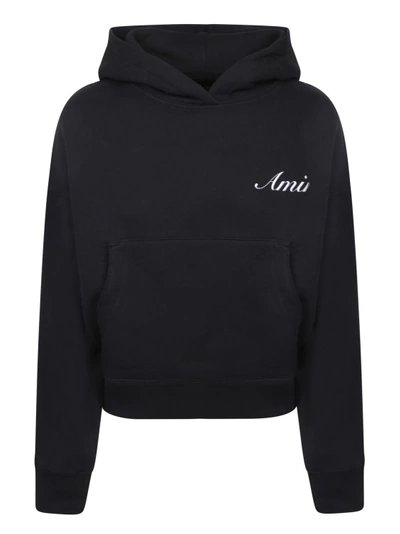 Shop Amiri Cotton Logo Hoodie In Black