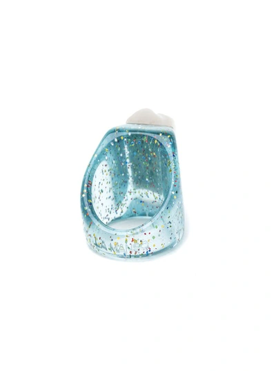 Shop La Manso Mountains Silver Peak Glittered Plastic Ring In Not Applicable