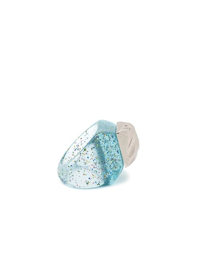 Shop La Manso Mountains Silver Peak Glittered Plastic Ring In Not Applicable