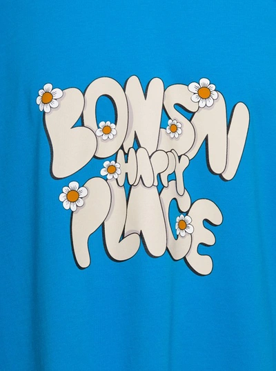 Shop Bonsai Oversized Light Blue T-shirt With Logo Print In Cotton