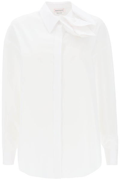 Shop Alexander Mcqueen Shirt With Orchid Detail In White