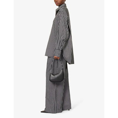 Shop Camilla And Marc Cassius Striped Wide-leg Mid-rise Cotton Trousers In Ecru And Black Stripe