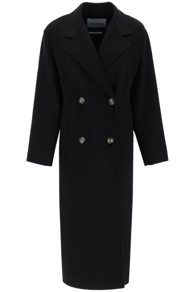Shop Ivy & Oak Ivy Oak Clara Double Breasted Wool Coat In Black