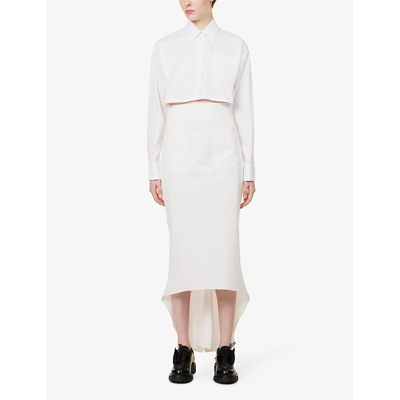 Shop Prada Regular-fit Mid-rise Cotton Maxi Skirt In Bianco