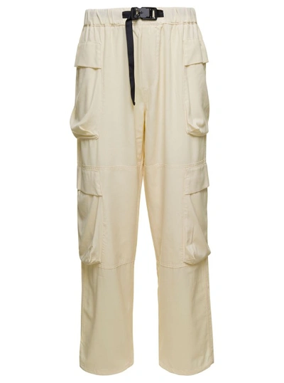 Shop Bonsai Beige Relaxed Cargo Pants With Buckle Fastening In Cotton In Neutrals