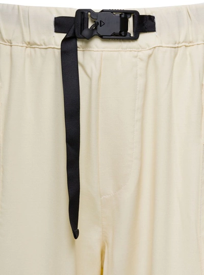 Shop Bonsai Beige Relaxed Cargo Pants With Buckle Fastening In Cotton In Neutrals