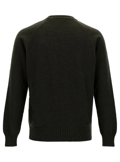 Shop La Fileria Green Crewneck Sweater With Ribbed Trims In Cashmere And Wool In Black