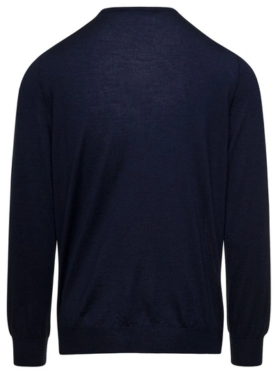 Shop La Fileria Blue Crewneck Long Sleeve Sweater In Cashmere And Silk In Black