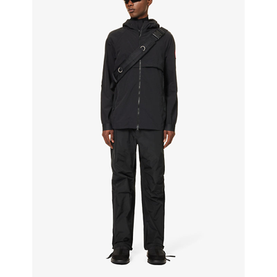 Shop Canada Goose Men's Black Faber Brand-patch Relaxed-fit Woven Jacket