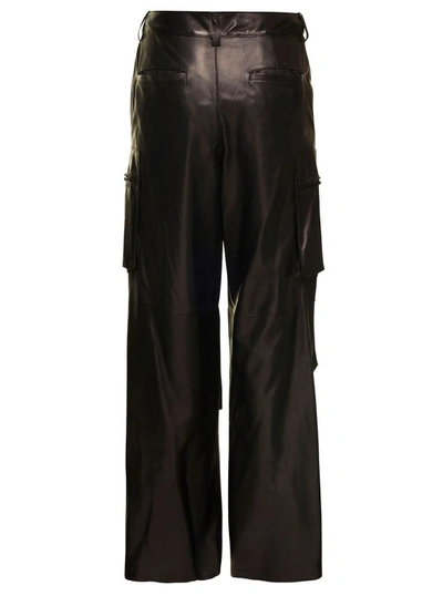 Shop Salvatore Santoro Nappa Leather Cargo Pants In Black
