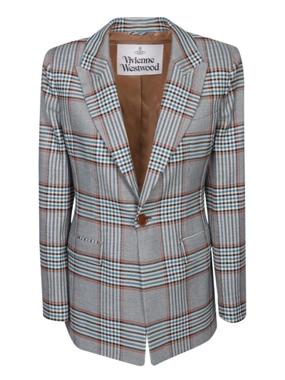 Shop Vivienne Westwood All-over Check Motif Jacket In Grey