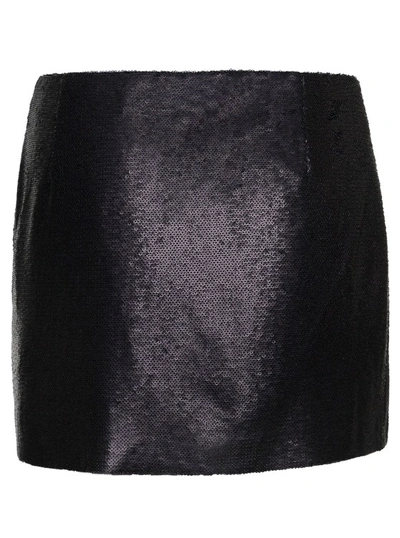 Shop Gauge81 Kailua' Mini Black Skirt With All-over Micro Paillettes In Polyester