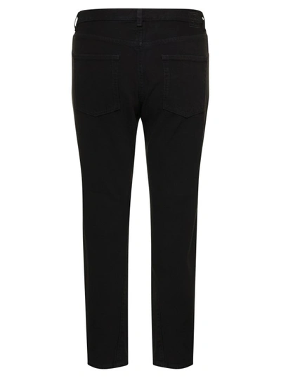 Shop Totême Twisted Seam' Black Crop Straight Leg Denim Jeans