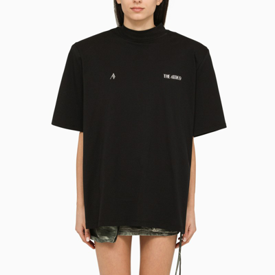 Shop Attico The  Black T-shirt With Maxi Shoulders