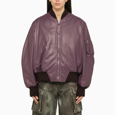 Shop Attico The  | Mauve Leather Bomber Jacket In Purple