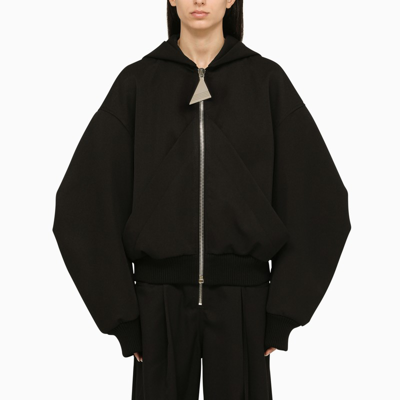 Shop Attico Black Oversized Wool Bomber Jacket