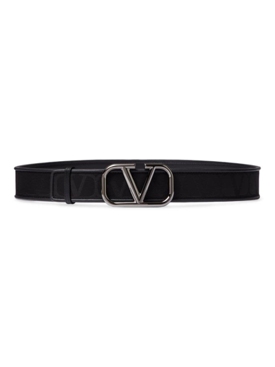 Shop Valentino Men's Toile Iconographe Belt In Black