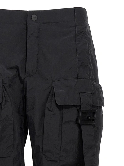 Shop Fendi 'ff Baguette' Cargo Pants In Black