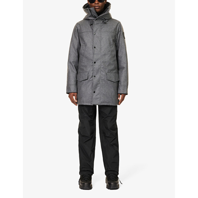 Shop Canada Goose Langford High-neck Regular-fit Recycled-wool-blend-down Parka In Slate Grey