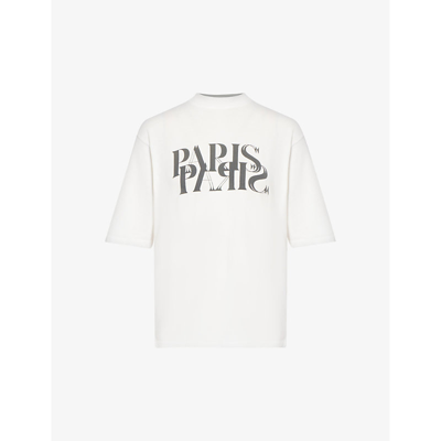 Shop Anine Bing Womens Ivory Paris Graphic-print Cotton T-shirt