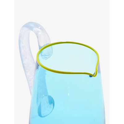 Shop Glassette Gather Miami Hand-blown Glass Jug 24cm In Sea Blue