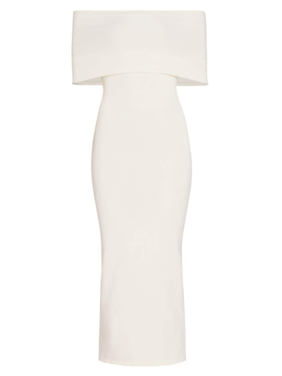 Shop Wardrobe.nyc Women's Off-the-shoulder Rib-knit Midi-dress In Off White