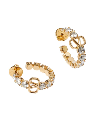 Shop Valentino Women's Vlogo Signature Metal And Swarovski Crystal Earrings In Gold