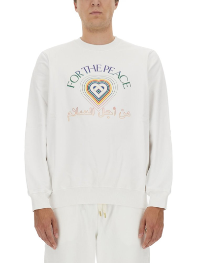 Shop Casablanca For The Peace Gradient Effect Sweatshirt In White